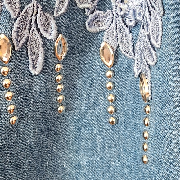 Vintage Cactus Denim Crystal Embellished Blazer Small - Picture 5 of 10